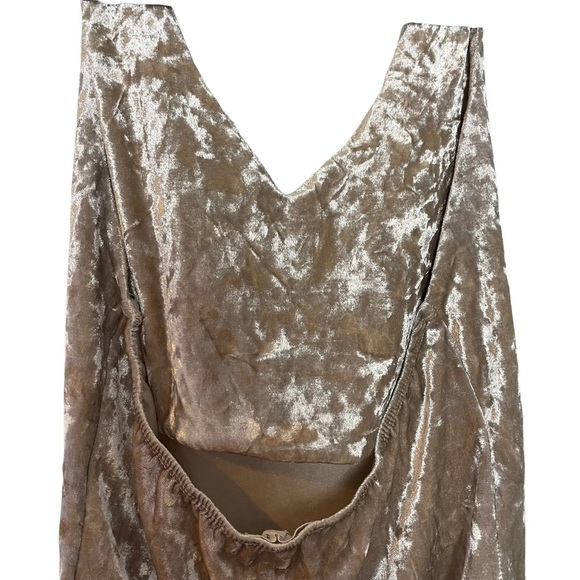 L.A. Hearts Champagne Color Crushed Velvet Halter Bodysuit Sz. S - Picture 7 of 14